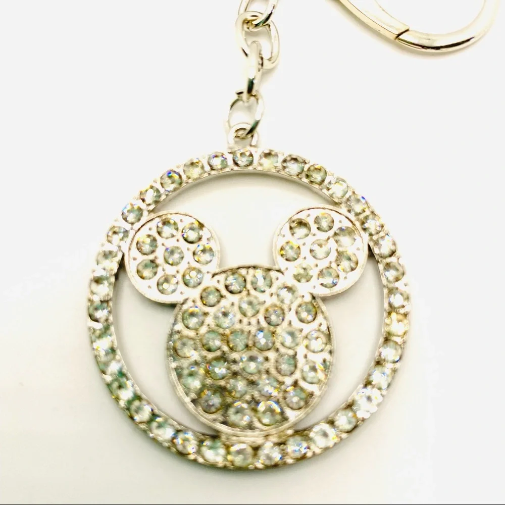 Mickey Mouse Purse Charm Key Chain Crystals set in Silver tone. BRAND NEW